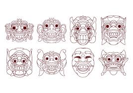 Collection Of Hand Drawing Barong Mask Illustration Vector Vector Art Design Barong Mask Drawing