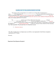 An employment verification letter for immigration is a document that can be used to prove that the sponsor of the individual who is applying for a visa is . Tn Visa Letter Sample Fill And Sign Printable Template Online Us Legal Forms