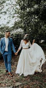 Ivory Wedding Dresses Country Weding Dresses Bohemian Wedding Dress Rustic Wedding Lace Wedding Dress Vintage Lace Beach Wedding Dress Two Piece Wedding Dress