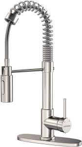 Only the best commercial kitchen faucets are included on the list. Moone Commercial Modern Single Handle Spring High Arc Brushed Nickel Kitchen Faucet Pull Out Sprayer Kitchen Faucets Pull Down Spray Brass And Stainless Steel Kitchen Sink Faucet With Deck Plate Buy Online