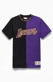 Explore a wide range of the best lakers t shirt on besides good quality brands, you'll also find plenty of discounts when you shop for lakers t shirt during big. Mitchell Ness Cotton Los Angeles Lakers Split T Shirt In Black Purple Purple For Men Lyst