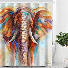 Amazerbath waffle shower curtain, heavy duty fabric shower curtains with waffle weave hotel quality bathroom shower curtains, 72 x 72 inches. Amazon Com Artinme Elephant Shower Curtain Watercolor Elephant Painting Shower Curtains Animal Art Print Waterproof Shower Curtains Large Elephant Shower Curtain Set With Hooks Bathroom Decor 72 X 72 Kitchen Dining