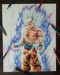 Learn step by step while having fun! Fanart Goku Mastered Ultra Instinct Color Pencil Drawing Anime
