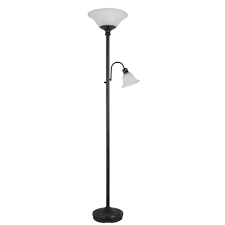 Hampton Bay 71 In Bronze Indoor Combo Floor Lamp With Glass Shade Hw F0391r The Home Depot Glass Floor Lamp Shade Indoor Floor Lamps Lamp