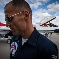 Vernon Pugh, a photographer assigned to the range directorate at the flight  test and engineering group at the Naval Warfare Center aircraft division,  captures a self-portrait in the rear seat position of