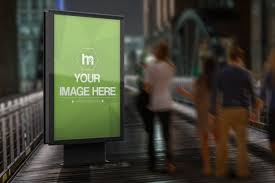 Street Billboard At Night Mockup Generator A Portrait Billboard Advertisement On A Bridge With People Walking By Turn Off The Night Scene Scene Flyer Mockup