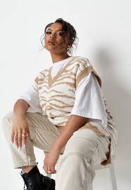 Free shipping every day at jcpenney®. Plus Size Sand Zebra Knit Sweater Vest Top Missguided