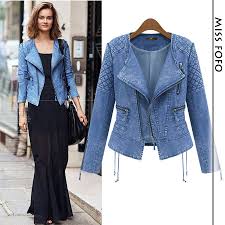 Online Get Cheap Biker Style Denim Jacket Aliexpress Com Alibaba Group Denim Jacket Women Denim Fashion Denim Women