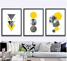 Set Of 3 Geometric Prints Yellow Marble Gold Printable Wall Etsy Yellow Wall Art Yellow Marble Wall Art Sets