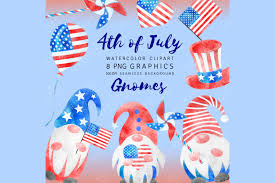 This includes 4 versions of the fourth of july gnome Watercolor 4th Of July Gnome Clipart 612837 Patterns Design Bundles