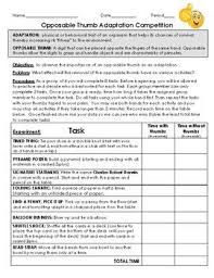 Opposable Thumb Adaptation Activity Experiment Application Natural Selection Science Teaching Resources Secondary Science Lessons Science Inquiry