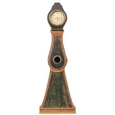 Handsome 19th Century Painted Wood Northern Sweden Floor Clock Circa 1820s Painted Wood Floors Painting On Wood Clock