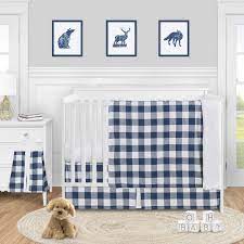 Blue crib bedding by carousel designs. Buffalo Check Navy Blue And White 4 Piece Crib Bedding
