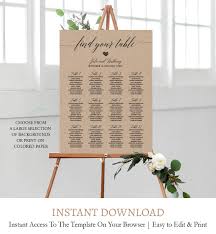 Editable Wood Wedding Table Seating Chart Printable C8