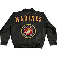 04946 Marines Leather Bomber Jacket With Usmc Logo Leather Bomber Jacket Bomber Jacket Leather Bomber