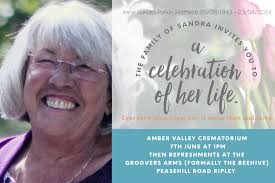 Just a reminder that it's my Mum's Sandra Parkin (Sandra Hatfield)  cremation and celebration of her life