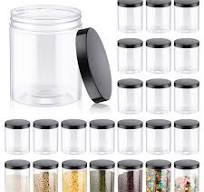 Amazon.com: Irenare 24 Pcs 16 oz Clear Plastic Jars with Ribbed Lids Wide  Mouth Food Plastic Mason Jars 16 oz Airtight Paint Storage Containers for  ...
