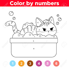 Top 15 kitten coloring pages for kids: Coloring Page For Children Study Colors And Numbers The Funny Royalty Free Cliparts Vectors And Stock Illustration Image 135049957