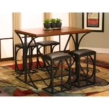 Cramco Conner 5 Piece Rectangular Pub Table Set Medium Oak Rectangle Dining Table Pub Table Sets Bar Table