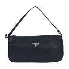 3.9 l x 7.5 w x 0.6 d, 5.1 drop. Black Prada Nylon Shoulder Bag For Sale At 1stdibs