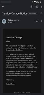 Eastern time, was preventing users from accessing email accounts over the internet and through desktop and mobile apps, the company said. Internet Of Shit On Twitter My Cat Feeder Has A Service Outage Why Did I Do This To Myself