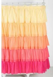Yellow Orange Pink Ruffle Shower Curtain Ruffle Shower Curtains Shabby Chic Bathroom Ruffle Curtains