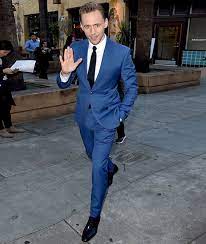 Royal blue suit black shoes. Tom Hiddleston Wearing Blue Suit White Dress Shirt Black Leather Oxford Shoes Black Tie Blue Suit Black Shoes Blue Suit Best Dressed Man