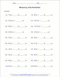 1 pound = 16 ounces Free Grade 5 Measuring Worksheets