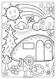 Download summer coloring pages pdf Printable Happy Campers Coloring Page Camping Coloring Pages Summer Coloring Pages Free Coloring Pages