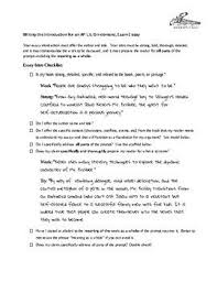 Ap Literature And Composition Essay Intro Checklist Ap Literature Essay Intro Literature