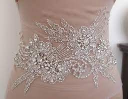 Rhinestone Applique For Wedding Dress Bridal Gown Applique Crystal Sash Beaded Embroidery Tambour Beading Bead Work
