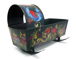 Cradle Wit Pa Dutch Design Painted By Pat Oxenford Pa And The Cradle Was Made By Her Husband Ray Painting Wood Furniture Painted Furniture Tole Painting