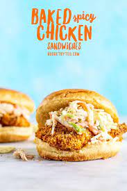 Homemade Baked Spicy Chicken Sandwiches Budget Bytes Recipe Spicy Baked Chicken Spicy Chicken Sandwiches Chicken Sandwich Recipes