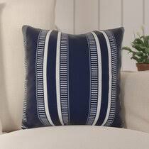 Soft white stripe sewn on top of dark navy blue sunbrella fabric. Navy Striped Outdoor Pillows You Ll Love In 2021 Wayfair