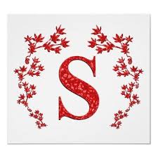 Buchstabe des klassischen und der 19. Monogram Letter S Red Leaves Poster Monogram Letter S Floral Letters Monogram Letters