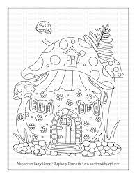 Mushroom Fairy House Printable Coloring Page Color With Steph Fairy Coloring Pages Cute Coloring Pages Fairy Coloring