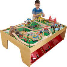 You'll find new or used products in wooden train table on ebay. Amazon Com Kidkraft Waterfall Mountain Wooden Train Set Table With 120 Pieces 3 Storage Bins Gift For Ages 3 Toys Games