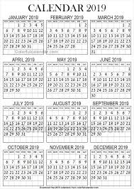 2019 Calendar Large Print Kids Calendar Coloring Calendar Calendar