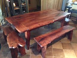 Mesquite Live Edge Table And Benches Made From Single Mesquite Tree Dining Table Custom Table Table