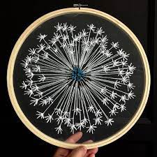 12 Floating Dandelion Flower Embroidery Hoop Wall Art On Etsy Embroidery Hoop Wall Art Embroidery Hoop Wall Embroidery Wall Art