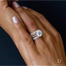 To Infinity And Beyond The Chelsea Two Tone Design Flaunts Platinum Prongs And An 18k Rose Wedding Rings Solitaire Round Engagement Rings Wedding Ring Sets