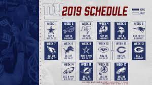 Giants Football Schedule 2022 New York Giants 2019 Schedule Released