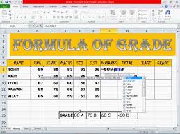 Grade Formula In Ms Excel Youtube