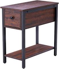 Amazon Com Hoobro Side Table 2 Tier Nightstand With Drawer Narrow End Table For Small Spaces Stable And S Table For Small Space Accent Furniture Side Table