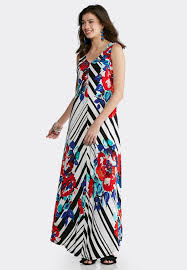 Plus Size Striped Floral Maxi Dress Dresses Cato Fashions Cato Fashion Plus Size Style Maxi Dress Floral Maxi Dress