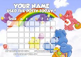 Personalised Care Bears Potty Training Reward Chart With