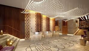 Intourist Hotel Baku Azerbaijan Mkv Design Glass Ceiling Lighting Modern Hotel Lobby Hotel Lobby Design Commercial Lighting Fixtures Hotels Design