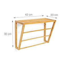 Relaxdays Porte Serviettes Mural En Bambou Rangement Etagere Murale Bois Salle De Bain Hxlxp Porte Serviette Mural Porte Serviette Meubles En Bois De Palettes