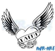 Faith Heart With Wings Tattoo Design By Avrart Heart With Wings Tattoo Heart Drawing Wings Drawing