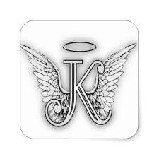 Letter g initial monogram with angel wings & halo artwork alphabet letter for amelian angels amelianangelscom. Angel Alphabet K Initial Letter Wings Halo Square Sticker Zazzle Co Uk Tattoo Lettering Design Tattoo Lettering Dream Catcher Tattoo Small